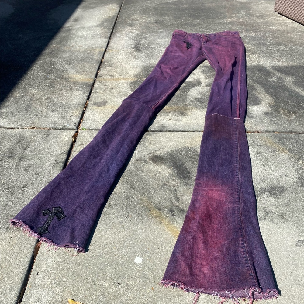 Purple stacked jeans